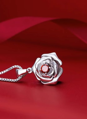 海盗船银饰玫瑰花项链925银吊坠