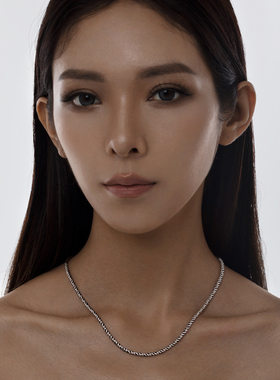 海盗船银饰拧麻绳项链女长款复古