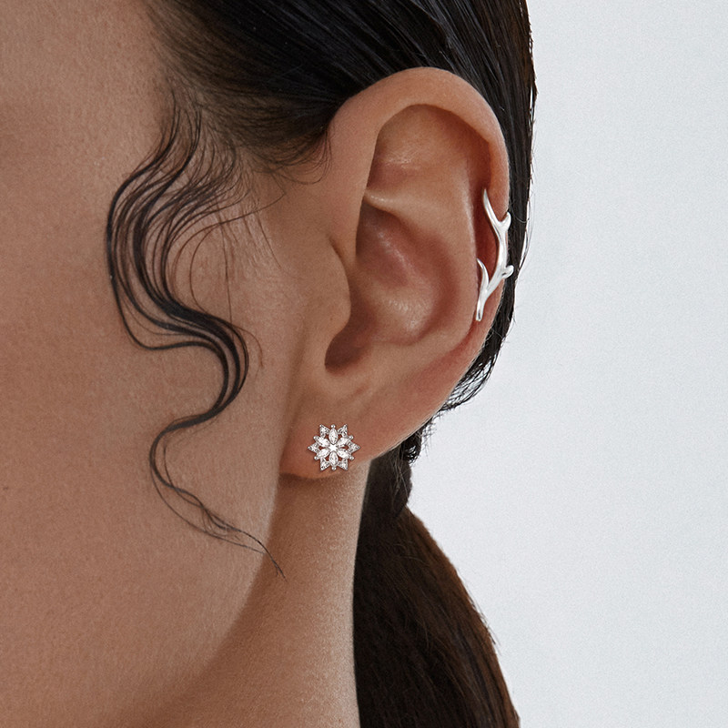 海盗船银饰鹿角银耳夹女2022年新款潮秋冬森系网红耳饰设计感耳环,淘宝优惠券,粉丝福利购,淘宝优惠卷