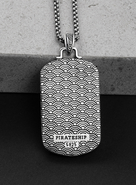 海盗船银饰军牌项链s925原创设计