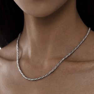 海盗船银饰 拧麻绳项链女长款 做旧款复古风个性装饰学生饰品