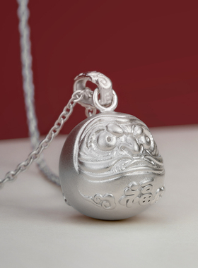 海盗船达摩银项链女小众设计