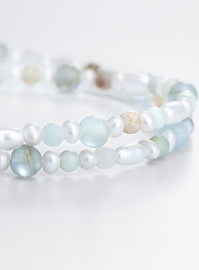 海盗船珍珠石英质玉石项链