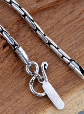 海盗船银饰竹节素链女简约项链