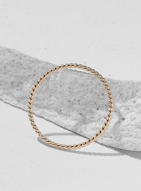 14K包金麻花扭纹戒指细1mm