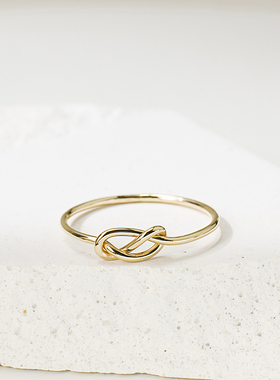 14K包金手工编织食指戒指网红 闺蜜女chic戒指细 极简约冷淡风