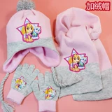 Флисовая шапка для мальчиков, шарф, перчатки, детский трикотажный демисезонный комплект, 3 предмета