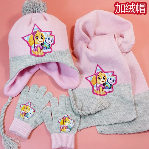 Флисовая шапка для мальчиков, шарф, перчатки, детский трикотажный демисезонный комплект, 3 предмета