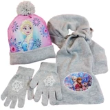 Шерстяная шапка для принцессы, шарф, перчатки, детский демисезонный трикотажный комплект, «Холодное сердце», 3 предмета, подарок на день рождения