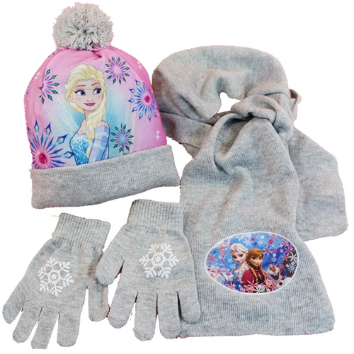 Шерстяная шапка для принцессы, шарф, перчатки, детский демисезонный трикотажный комплект, «Холодное сердце», 3 предмета, подарок на день рождения