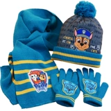 Флисовая шапка для мальчиков, шарф, перчатки, детский трикотажный демисезонный комплект, 3 предмета