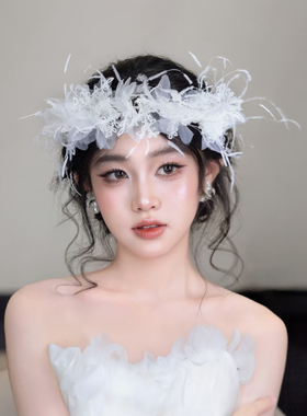 纯品新娘手工羽毛发箍