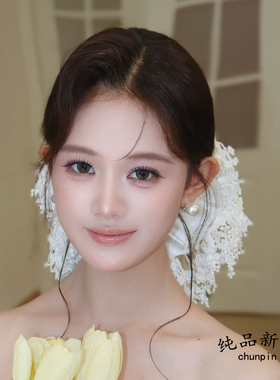 超大蕾丝流苏大肠发圈新娘头饰