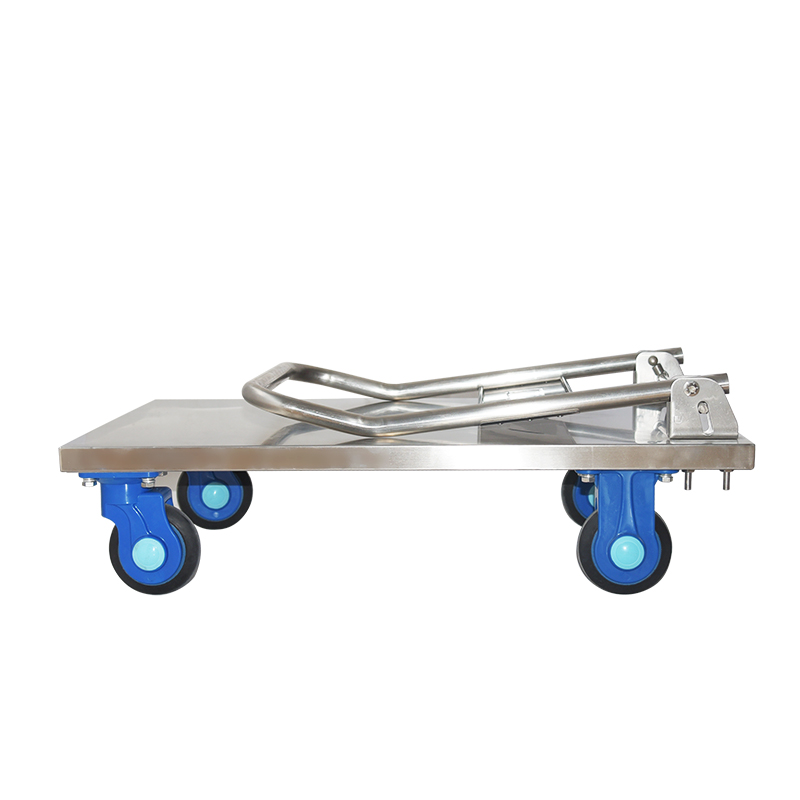 连和Uni-Silent拉货小推车平板车搬运医用车加厚不锈钢折叠手推车