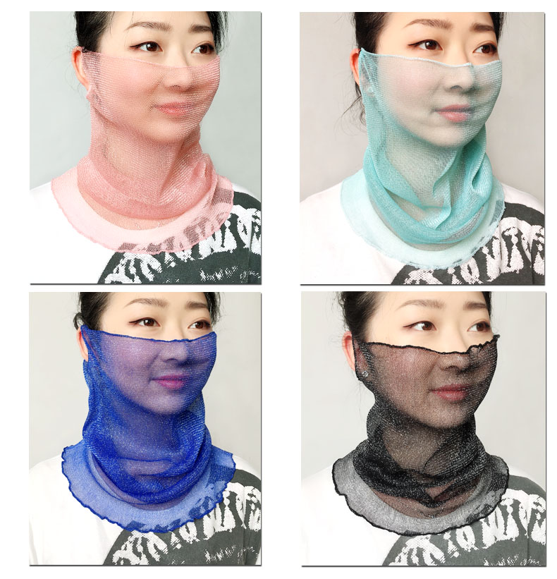 秀奴曼旗舰店春秋季韩版护颈小丝巾女防晒护脖子挂耳式围脖百变薄款遮全脸面纱1
