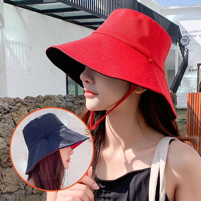 秀奴曼旗舰店夏季薄款渔夫帽大帽檐遮脸潮牌显脸小防晒双面遮阳帽女韩版帽子潮2