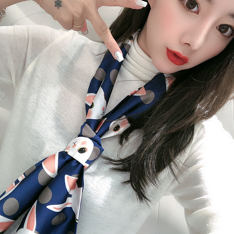 秀奴曼旗舰店小丝巾女细窄长条百搭春秋方巾韩国职业领巾夏季脖子装饰韩版围巾3