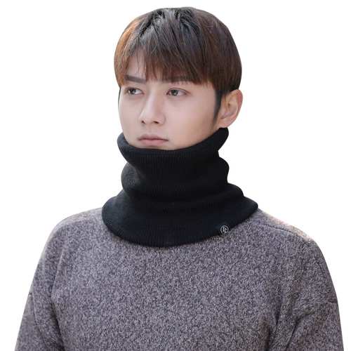 Мужской зимний утепленный шарф, удерживающий тепло шерстяной ветрозащитный шарф-платок, в корейском стиле, с защитой шеи