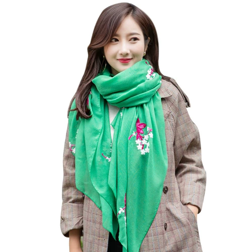 Весенний универсальный модный этнический шарф, японская школьная юбка для школьников, накидка, тренд сезона, этнический стиль, защита от солнца, с вышивкой, из хлопка и льна