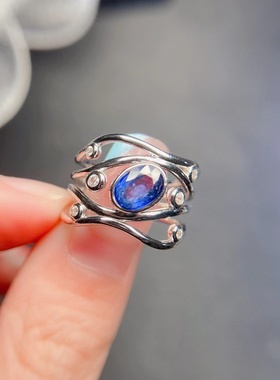 精工包镶椭圆5x7mm 6x8mm戒指空托 女戒 S925银开口 宽版