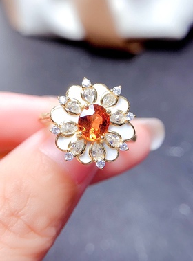 s925银饰戒指吊坠套装空托椭圆5*7mm时尚个性新潮白贝母款银托