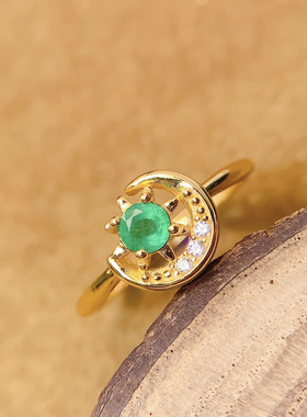 s925纯银镀金戒指空托圆形5*5mm欧美风戒指托