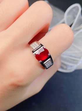 s925银饰戒指空托男款戒指托开口设计日韩简约百搭椭圆7*9镶宝石