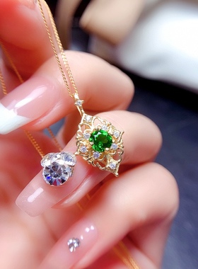 网红s925银饰吊坠空托圆形5*5气质高雅宫廷吊坠托项链坠镶透辉石