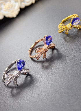 精致蝴蝶精致吊坠空托镶坦桑石