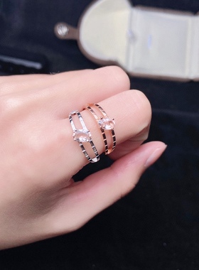 s925银饰戒指空托椭圆形4*6mm时尚欧美款活口戒指托镶摩根石戒指