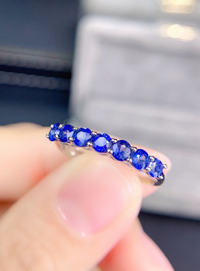 圆形空托排戒指环欧美百搭蓝宝石