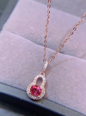 新款福禄吊坠空托椭圆4*5mm s925纯银镀18k金 天然镁铝石榴石礼物