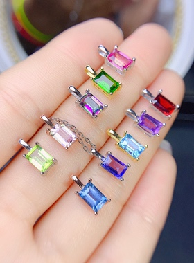 s925银饰吊坠空托长方形4*6mm5*7mm6*8mm8*10mm简单百搭吊坠银托