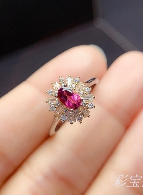 银戒指椭圆形个性轻奢托帕石