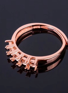 925银戒指空托时尚3x3碧玺圆形