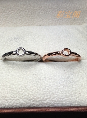 新款925银戒指空托diy翡翠祖母绿