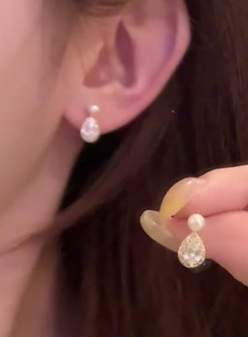 金色珠珠小水滴耳钉耳环女极简