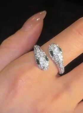 锆石灵蛇开口戒指女欧美时尚