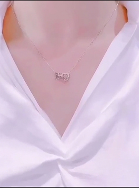 灵动粉钻520数字项链女网红百搭锁骨链钛钢防过敏吊坠礼物不掉色