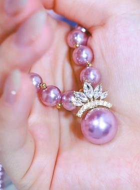 新款曼塔玫瑰紫色珍珠项链