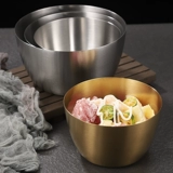 Корейская фруктовая салат из нержавеющей стали Коммерческая золотая ластика с бочкой самостоятельно -приправа приправа приправа холодная чаша для лапши творческая посуда
