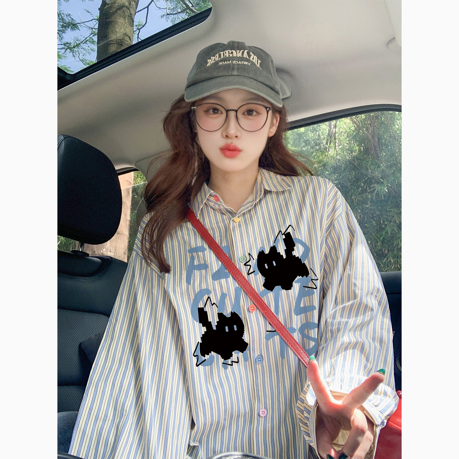 2025新款薄款复古长袖衬衫女早秋宽松慵懒风潮牌防晒情侣衬衣外套