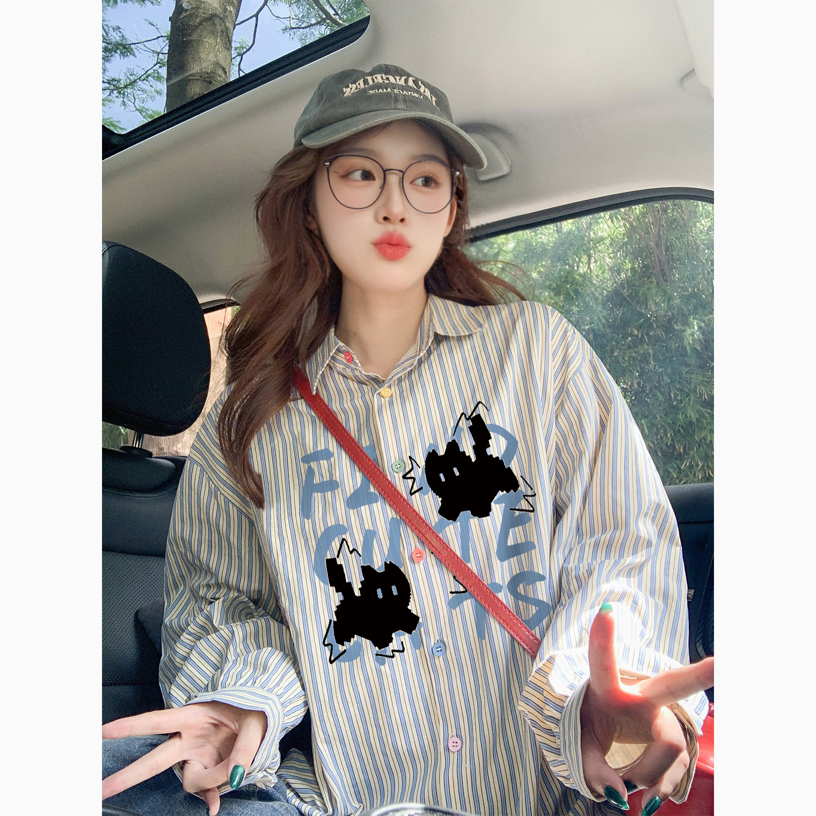 2025新款薄款复古长袖衬衫女早秋宽松慵懒风潮牌防晒情侣衬衣外套