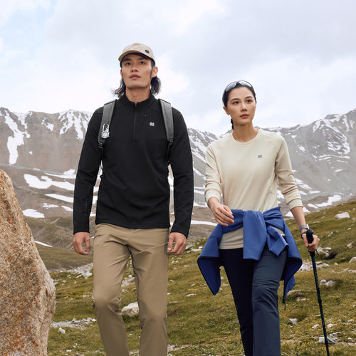 KOLON SPORT可隆长袖T恤吸湿排汗抗菌女士圆领抓绒长袖上衣 - 图3