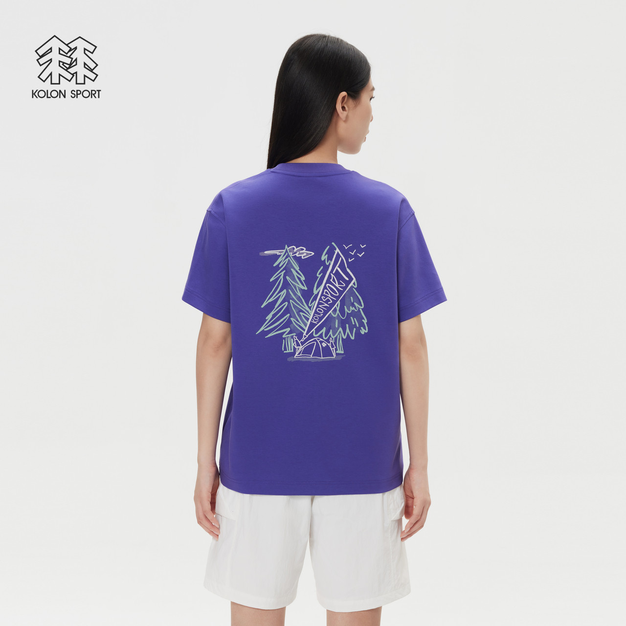 KOLON SPORT可隆短袖T恤男女同款刺绣印花棉质柔软落肩宽松上衣,淘宝优惠券,粉丝福利购,淘宝优惠卷