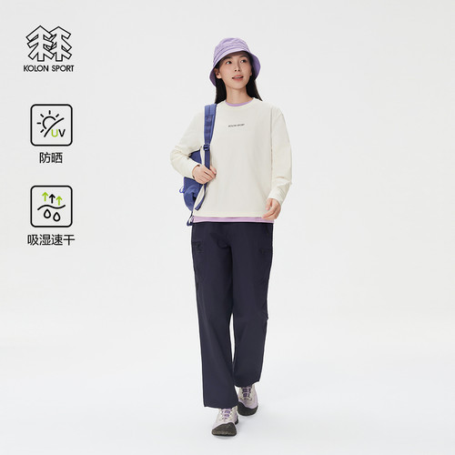 KOLON SPORT可隆吸湿速干T恤男女同款防晒UPF50+宽松长袖T恤 - 图0