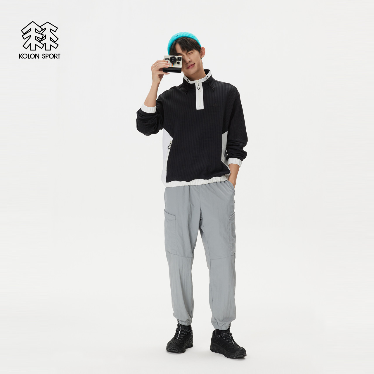 KOLON SPORT可隆户外休闲衣防晒UPF50+男女同款宽松华夫格卫衣,淘宝优惠券,粉丝福利购,淘宝优惠卷