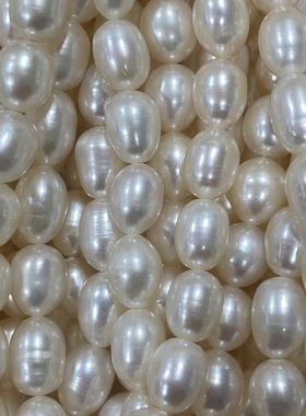 百搭毛衣淡水珍珠78mm强光米珠椭圆裸珠巴洛克DIY项链手链配件