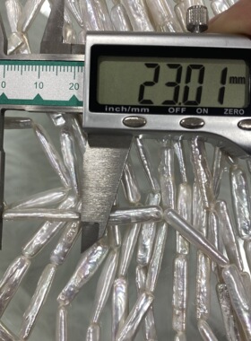 天然淡水小银条珍珠 约6*24mm牙签巴洛克异形珠DIY饰品半成品配件