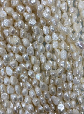 个性毛衣新款淡水珍珠78mm两面光皱皮强光竖孔巴洛克diy项链手链